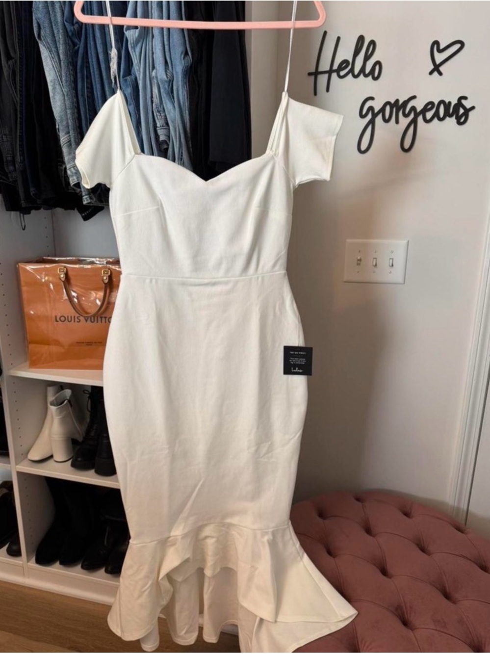 Lulu's White One-Shoulder Ruffle-Hem Dress
